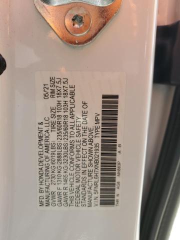 5FNRL6H7XNB021935 - 2022 HONDA ODYSSEY EXL WHITE photo 14