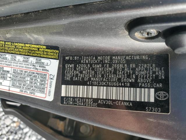 4T1BE30K76U664418 - 2006 TOYOTA CAMRY LE GRAY photo 13