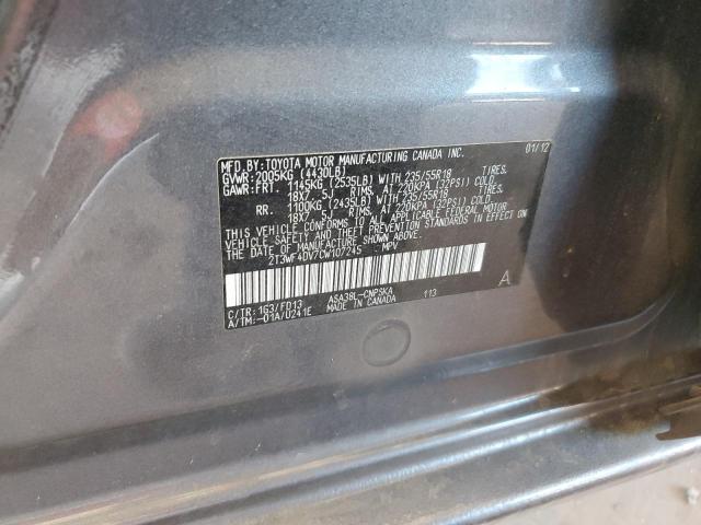 2T3WF4DV7CW107245 - 2012 TOYOTA RAV4 SPORT CHARCOAL photo 13