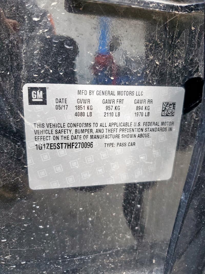 1G1ZE5ST7HF270096 - 2017 CHEVROLET MALIBU LT 黑色 照片 12