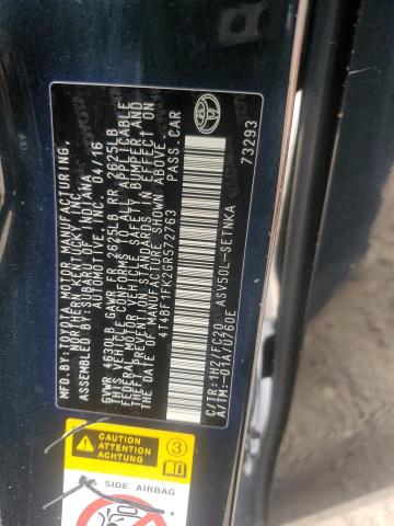 4T4BF1FK2GR572763 - 2016 TOYOTA CAMRY LE BLACK photo 12