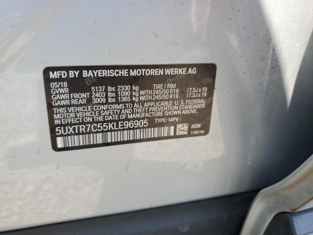 5UXTR7C55KLE96905 - 2019 BMW X3 SDRIVE30I SILVER photo 13