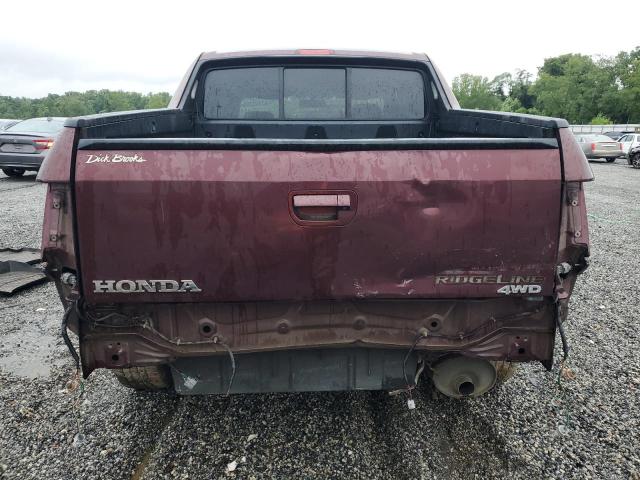 5FPYK16559B103054 - 2009 HONDA RIDGELINE RTL MAROON photo 6