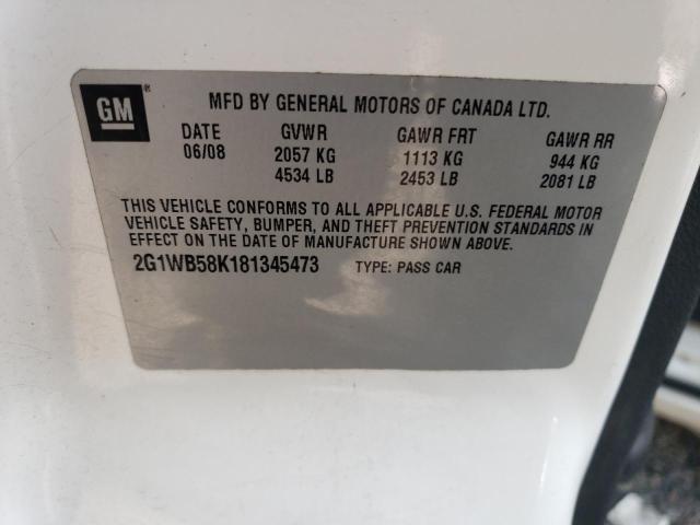 2G1WB58K181345473 - 2008 CHEVROLET IMPALA LS WHITE photo 12