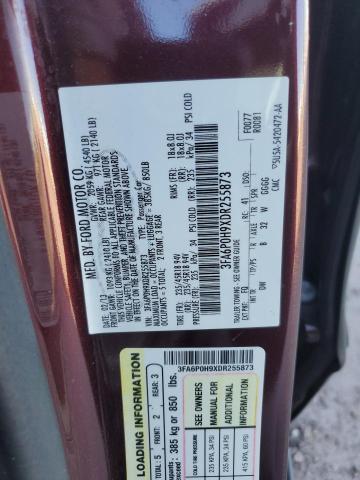 3FA6P0H9XDR255873 - 2013 FORD FUSION SE BURGUNDY photo 12