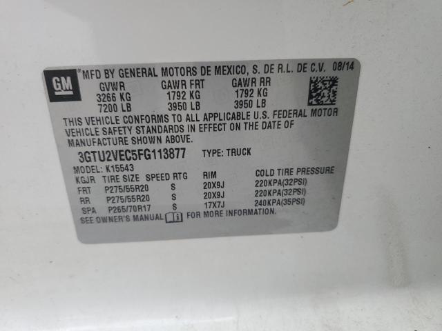 3GTU2VEC5FG113877 - 2015 GMC SIERRA K1500 SLT WHITE photo 12