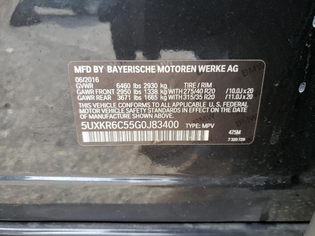 5UXKR6C55G0J83400 - 2016 BMW X5 XDRIVE50I BLACK photo 10