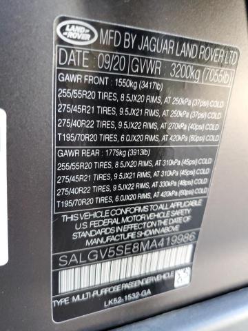 SALGV5SE8MA419986 - 2021 LAND ROVER RANGE ROVE AUTOBIOGRAPHY GRAY photo 13