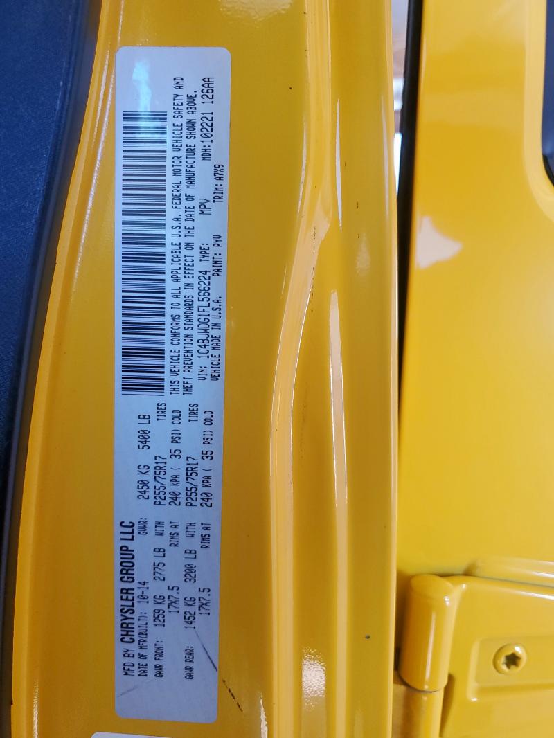 1C4BJWDG1FL566224 - 2015 JEEP WRANGLER U SPORT ყვითელი ფოტო 13