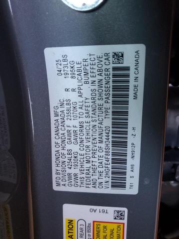 2HGFE4F88SH344420 - 2025 HONDA CIVIC SPORT ნაცრისფერი ფოტო 12