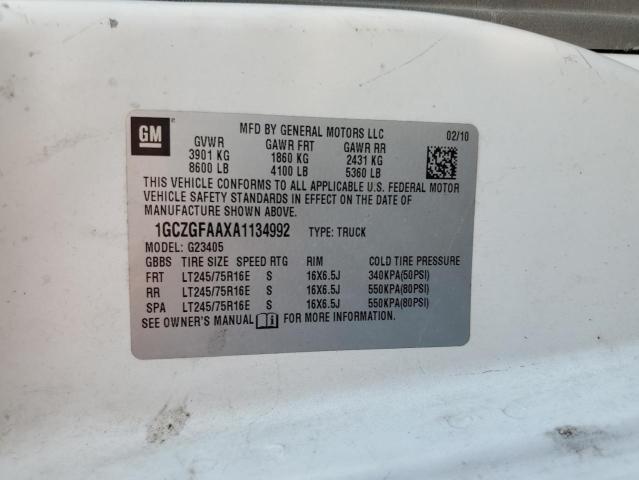 1GCZGFAAXA1134992 - 2010 CHEVROLET EXPRESS G2 WHITE photo 13