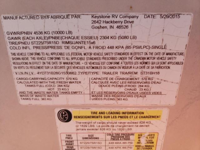 4YDT31B26G1530662 - 2016 KEYSTONE SPRINTER BEIGE photo 12