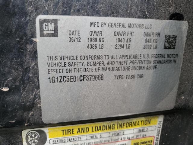 1G1ZC5E01CF379668 - 2012 CHEVROLET MALIBU 1LT 黑色 照片 12