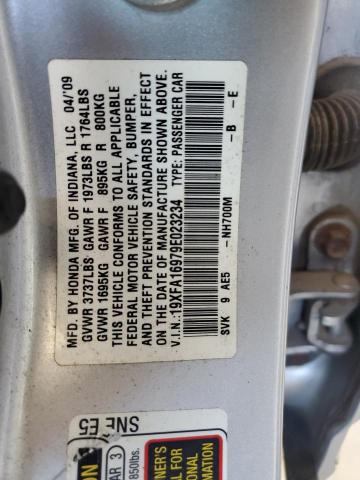 19XFA16979E023234 - 2009 HONDA CIVIC EXL SILVER photo 12