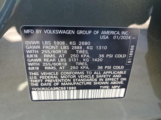 1V2CR2CA3RC551990 - 2024 VOLKSWAGEN ATLAS PEAK EDITION SE GREEN photo 13