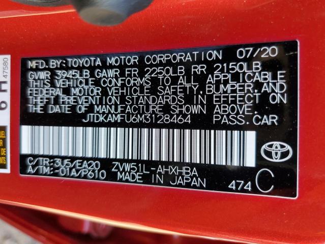 JTDKAMFU6M3128464 - 2021 TOYOTA PRIUS SPECIAL EDITION RED photo 13
