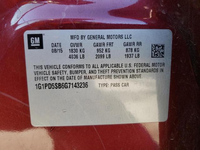 1G1PD5SB6G7143236 - 2016 CHEVROLET CRUZE LIMI LT BURGUNDY photo 12