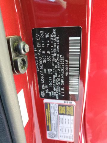 3KPA24AB2KE213337 - 2019 KIA RIO S RED photo 12