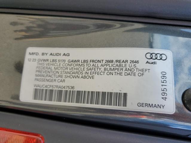 WAUC4CF57RA047536 - 2024 AUDI S5 PREMIUM PLUS გრაფიტი ფოტო 12