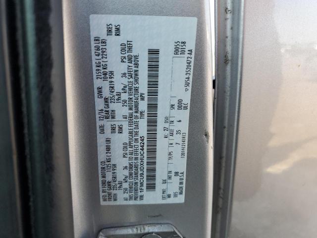 1FMCU9JDXHUC44245 - 2017 FORD ESCAPE TITANIUM 银色 照片 13