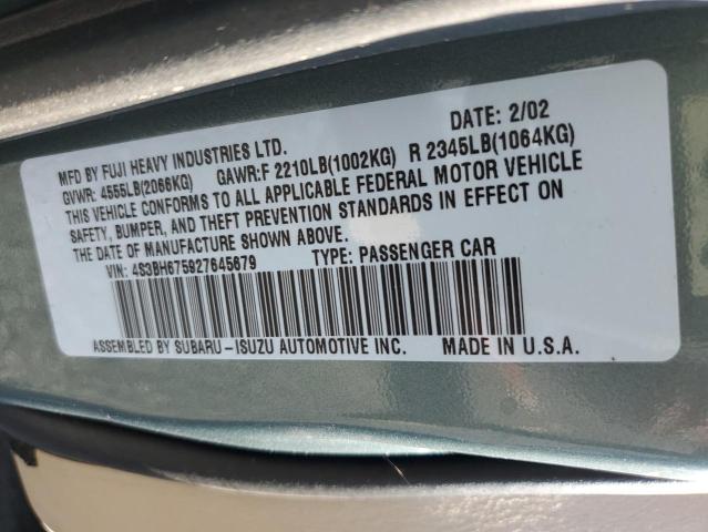 4S3BH675927645679 - 2002 SUBARU LEGACY OUTBACK AWP 青绿色 照片 14