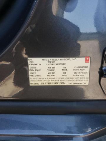 5YJSA1E48GF124004 - 2016 TESLA MODEL S رمادي صورة 12