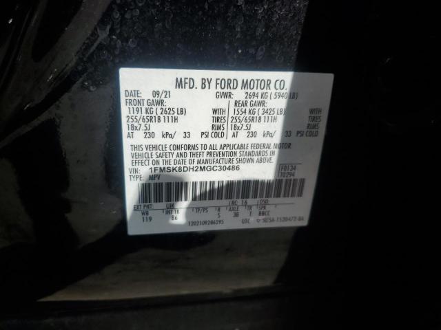 1FMSK8DH2MGC30486 - 2021 FORD EXPLORER XLT Qara foto 13