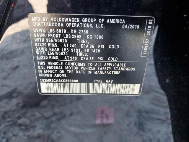 1V2MR2CA3KC558898 - 2019 VOLKSWAGEN ATLAS SEL BLACK photo 13