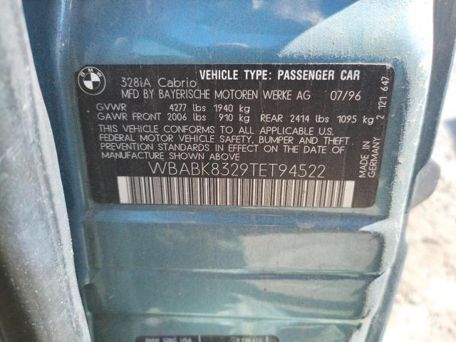 WBABK8329TET94522 - 1996 BMW 328 IC AUTOMATIC GRAY photo 12