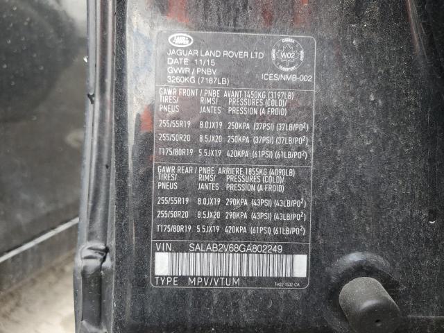 SALAB2V68GA802249 - 2016 LAND ROVER LR4 შავი ფოტო 13