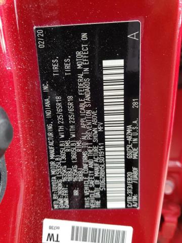 5TDGZRBH5LS019141 - 2020 TOYOTA HIGHLANDER XLE Bordo foto 13