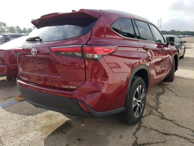 5TDGZRBH5LS019141 - 2020 TOYOTA HIGHLANDER XLE Bordo foto 3
