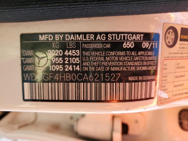 WDDGF4HB0CA621527 - 2012 MERCEDES-BENZ C 250 WHITE photo 12