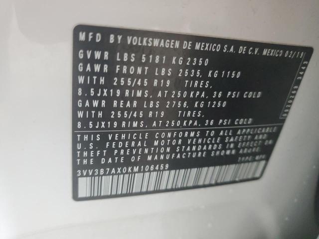 3VV3B7AX0KM106459 - 2019 VOLKSWAGEN TIGUAN SE თეთრი ფოტო 13