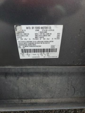 1FM5K7D88JGC62362 - 2018 FORD EXPLORER XLT ნაცრისფერი ფოტო 13