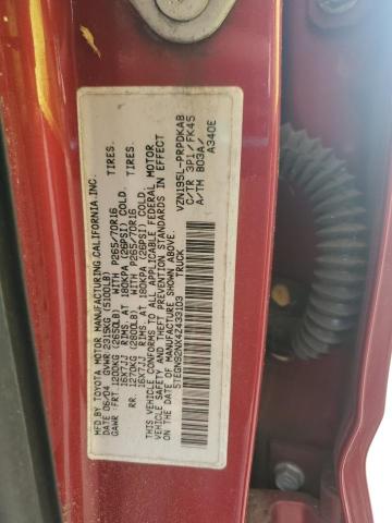 5TEGN92NX4Z433103 - 2004 TOYOTA TACOMA DOUBLE CAB PRERUNNER RED photo 12