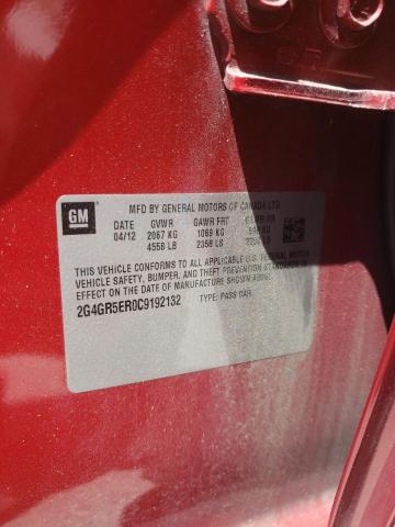2G4GR5ER0C9192132 - 2012 BUICK REGAL 红色 照片 13