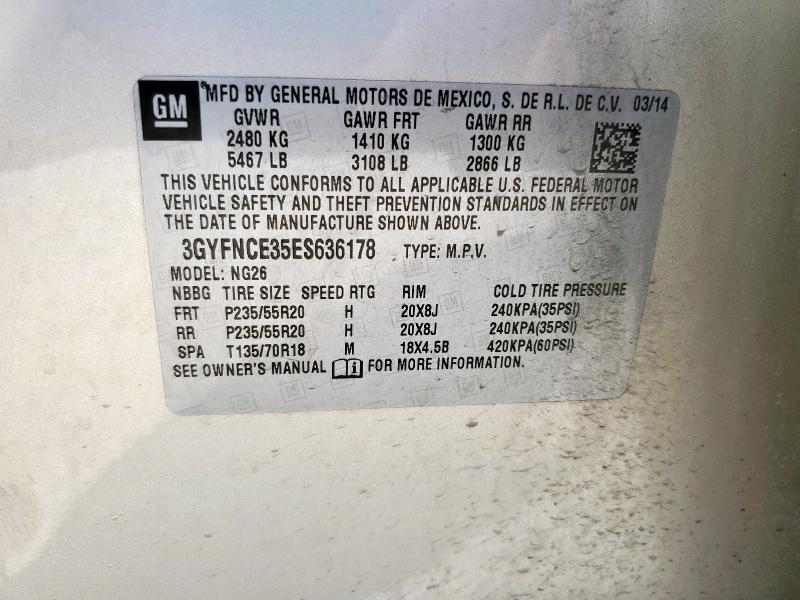 3GYFNCE35ES636178 - 2014 CADILLAC SRX PERFORMANCE COLLECTION BEIGE photo 13