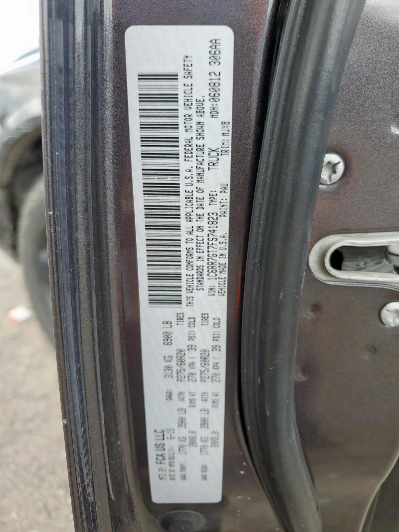 1C6RR7GT7FS741823 - 2015 RAM 1500 SLT GRAY photo 12