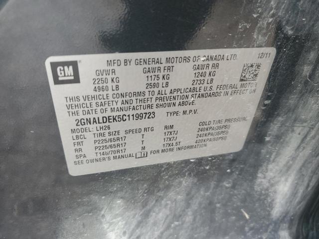 2GNALDEK5C1199723 - 2012 CHEVROLET EQUINOX LT GRAY photo 13