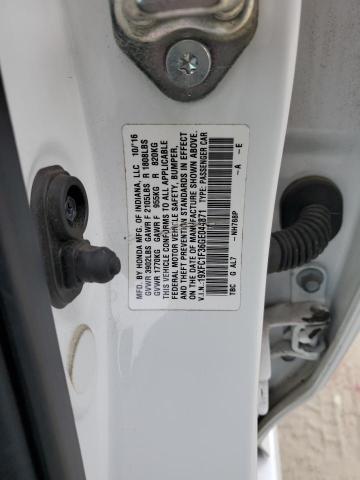 19XFC1F36GE044871 - 2016 HONDA CIVIC EX WHITE photo 12