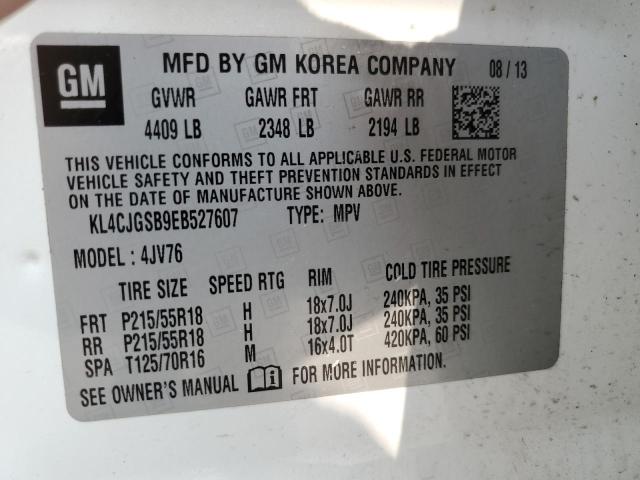 KL4CJGSB9EB527607 - 2014 BUICK ENCORE WHITE photo 13