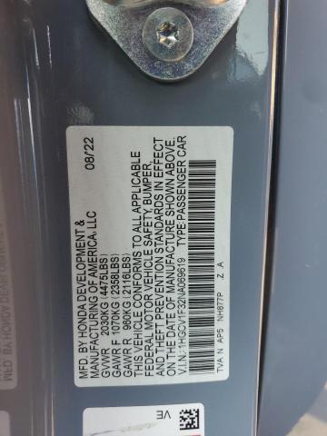 1HGCV1F32NA069619 - 2022 HONDA ACCORD SPORT ნაცრისფერი ფოტო 13