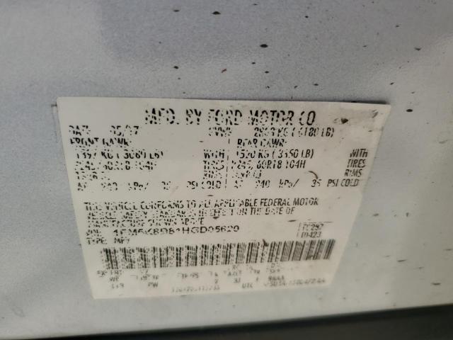 1FM5K8D81HGD05620 - 2017 FORD EXPLORER XLT WHITE photo 14