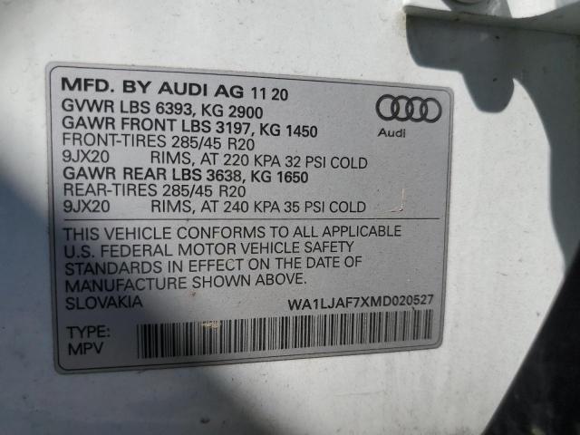 WA1LJAF7XMD020527 - 2021 AUDI Q7 PREMIUM PLUS Ақ фото 13