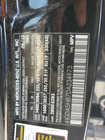 4JGDA5HB7DA234973 - 2013 MERCEDES-BENZ ML 350 4MATIC BLACK photo 12