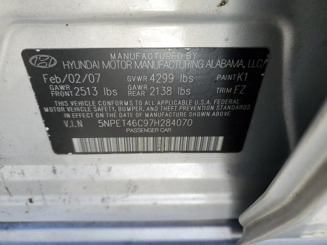 5NPET46C97H284070 - 2007 HYUNDAI SONATA GLS SILVER photo 12