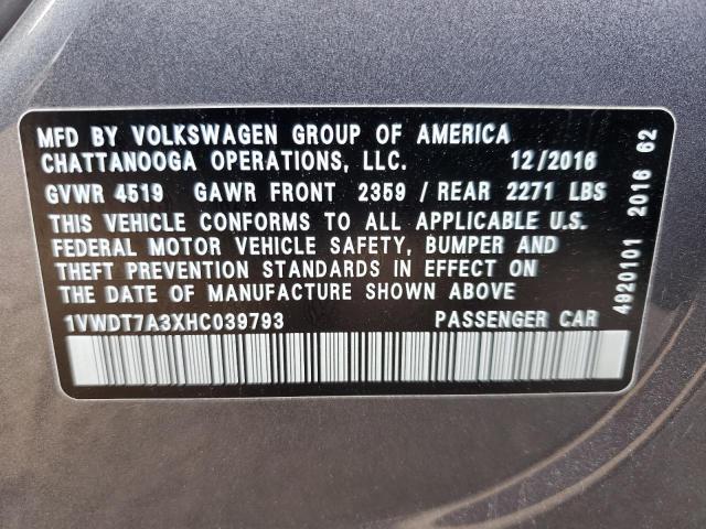 1VWDT7A3XHC039793 - 2017 VOLKSWAGEN PASSAT R-LINE Boz foto 12