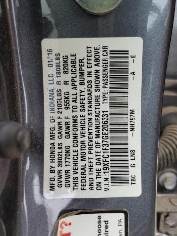 19XFC1F37GE206331 - 2016 HONDA CIVIC EX GRAY photo 12