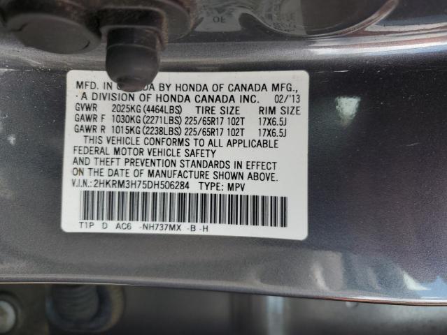 2HKRM3H75DH506284 - 2013 HONDA CR-V EXL GRAY photo 13